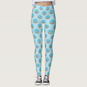 Blaues Mattiertes Donut mit Sprinklen Cartoon Leggings