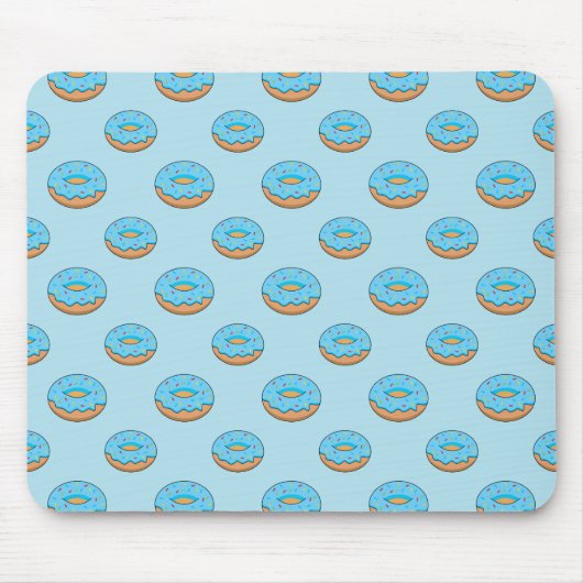 Blaues Mattiertes Donut mit Sprinklen Cartoon Mousepad (Vorne)