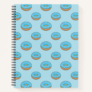 Blaues Mattiertes Donut mit Sprinklen Cartoon Notizblock