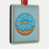 Blaues Mattiertes Donut mit Sprinklen Cartoon Ornament Aus Metall (Rechts)