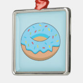 Blaues Mattiertes Donut mit Sprinklen Cartoon Ornament Aus Metall (Links)