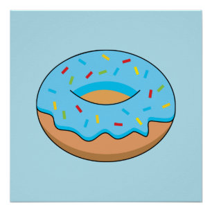 Blaues Mattiertes Donut mit Sprinklen Cartoon Poster