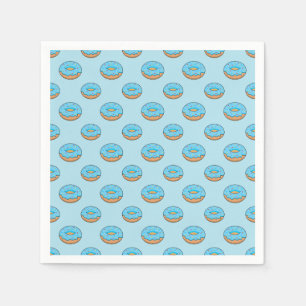 Blaues Mattiertes Donut mit Sprinklen Cartoon Serviette