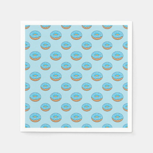 Blaues Mattiertes Donut mit Sprinklen Cartoon Serviette (Vorderseite)