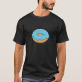 Blaues Mattiertes Donut mit Sprinklen Cartoon T-Shirt (Vorderseite)