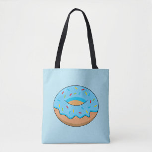 Blaues Mattiertes Donut mit Sprinklen Cartoon Tasche