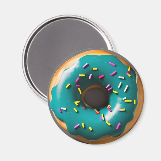 Blaues Mattiertes Donut mit Sprinklen Magnet (Vorderseite/Rückseite)