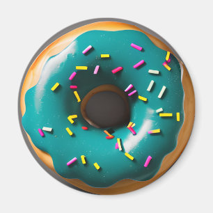 Blaues Mattiertes Donut mit Sprinklen Magnet
