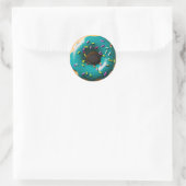 Blaues Mattiertes Donut mit Sprinklen Runder Aufkleber (Tasche)