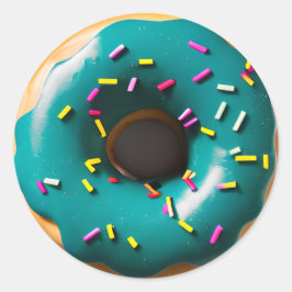 Blaues Mattiertes Donut mit Sprinklen Runder Aufkleber