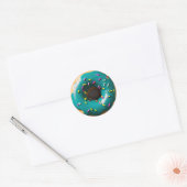 Blaues Mattiertes Donut mit Sprinklen Runder Aufkleber (Umschlag)