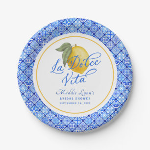 Blaues mediterranes La Dolce Vita Brautparty Pappteller
