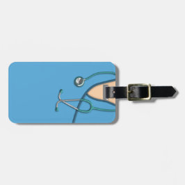 Blaues medizinisches scheuert sich gepäckanhänger