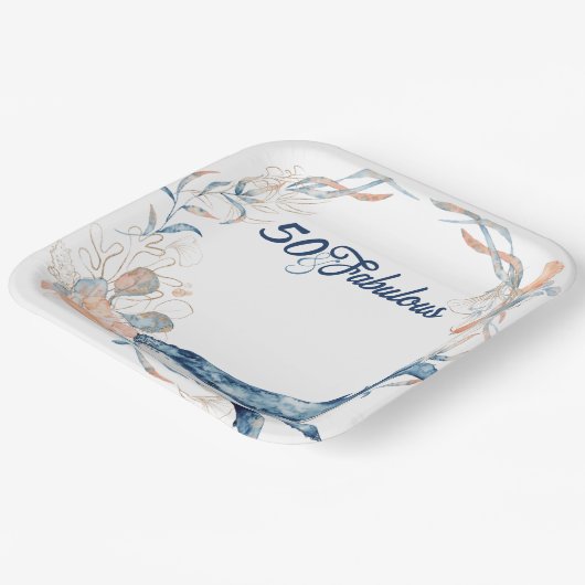 Blaues Meer am Strand, fünfzig und wunderbarer Geb Pappteller (Gewinkelt)