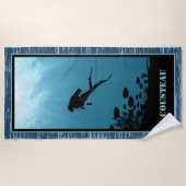 Blaues Meer beim Tauchen Strandtuch (Vorderseite)