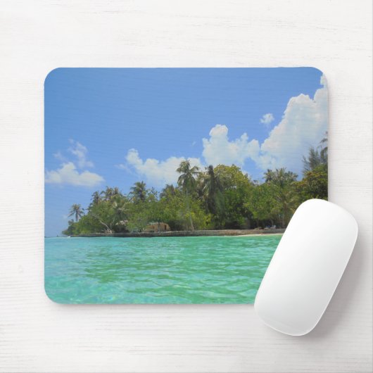 Blaues Meer - Blaue Wolken - Malediven Vorlage Mousepad (Mit Mouse)
