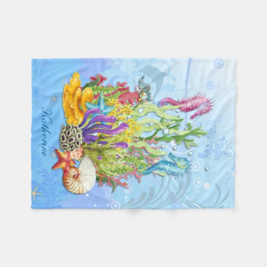 Blaues Meer Fleecedecke (Vorderseite (Horizontal))