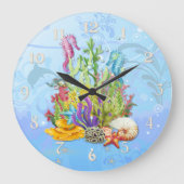 Blaues Meer Große Wanduhr (Vorderseite)