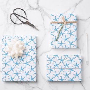 Blaues Meer Muster Geschenkpapier Set