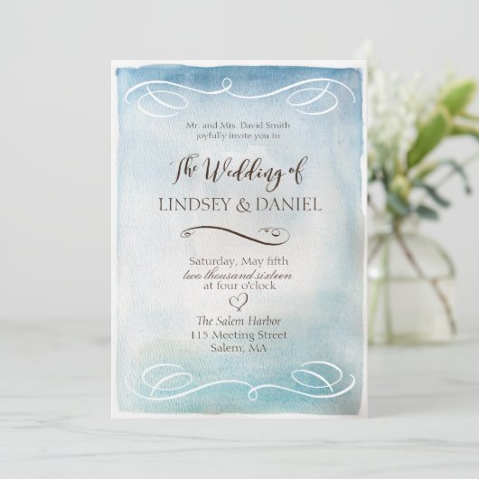 Blaues Meer oder Himmelfahrt Einladung zur Hochzei (Stehend Vorderseite)