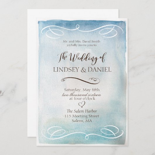 Blaues Meer oder Himmelfahrt Einladung zur Hochzei (Vorne/Hinten)