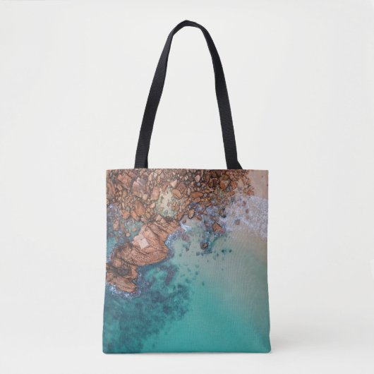 Blaues Meer und Felsen Tasche (Vorderseite)