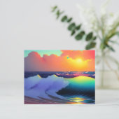 Blaues Meer und rosa Wolken Postkarte (Stehend Vorderseite)