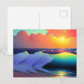 Blaues Meer und rosa Wolken Postkarte (Vorne/Hinten)