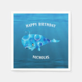 Blaues Meer und Wal Serviette (Vorderseite)