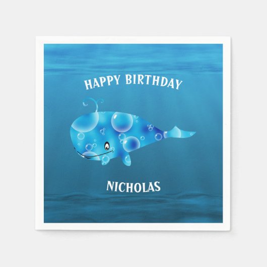 Blaues Meer und Wal Serviette (Vorderseite)