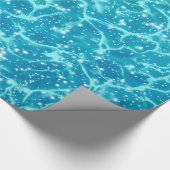 Blaues Meer Wasser mit Glitzern Geschenkpapier (Ecke)