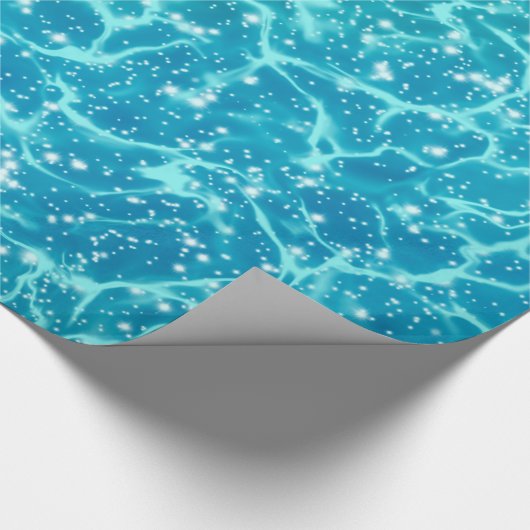 Blaues Meer Wasser mit Glitzern Geschenkpapier (Ecke)