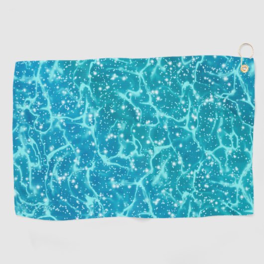 Blaues Meer Wasser mit Glitzern Golfhandtuch (Horizontal)
