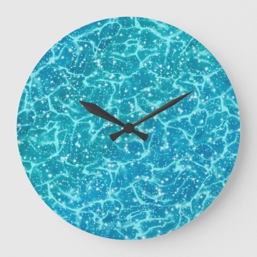 Blaues Meer Wasser mit Glitzern Große Wanduhr (Vorderseite)