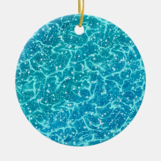 Blaues Meer Wasser mit Glitzern Keramik Ornament (Vorne)
