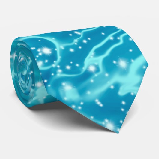 Blaues Meer Wasser mit Glitzern Krawatte (Gerollt)