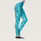 Blaues Meer Wasser mit Glitzern Leggings (Rechts)
