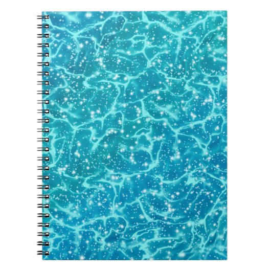 Blaues Meer Wasser mit Glitzern Notizblock (Vorderseite)