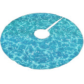 Blaues Meer Wasser mit Glitzern Polyester Weihnachtsbaumdecke (Schrägansicht)