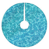 Blaues Meer Wasser mit Glitzern Polyester Weihnachtsbaumdecke (Vorderseite)