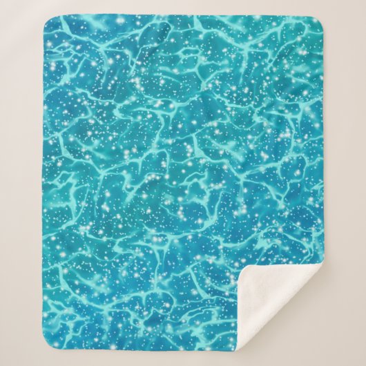 Blaues Meer Wasser mit Glitzern Sherpadecke (Vorderseite)