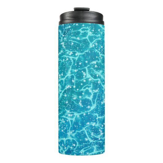 Blaues Meer Wasser mit Glitzern Thermosbecher (Vorderseite)