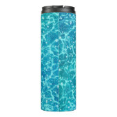 Blaues Meer Wasser mit Glitzern Thermosbecher (Rückseite)