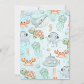 Blaues Meer - zwei Meereslebewesen am 2. Geburtsta Einladung (Rückseite)