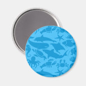 Blaues Meeresleben-Muster Magnet (Vorderseite/Rückseite)