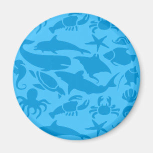 Blaues Meeresleben-Muster Magnet