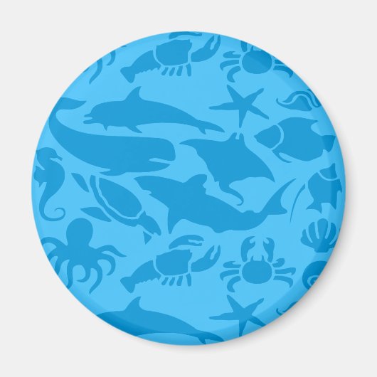 Blaues Meeresleben-Muster Magnet (Vorne)