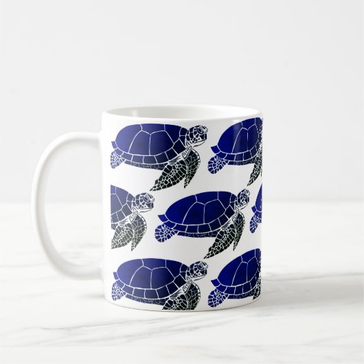 Blaues Meeresschildkrötenmuster Kaffeetasse (Links)