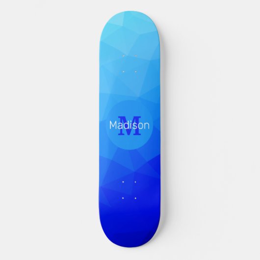 Blaues Meergeometrie-Maschenmuster Monogram Skateboard (Vorderseite)