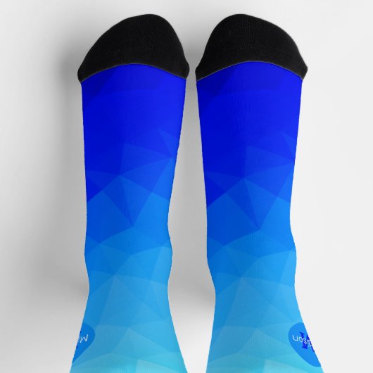 Blaues Meergeometrie-Maschenmuster Monogram Socken (Oben)